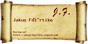 Jakus Fürtike névjegykártya